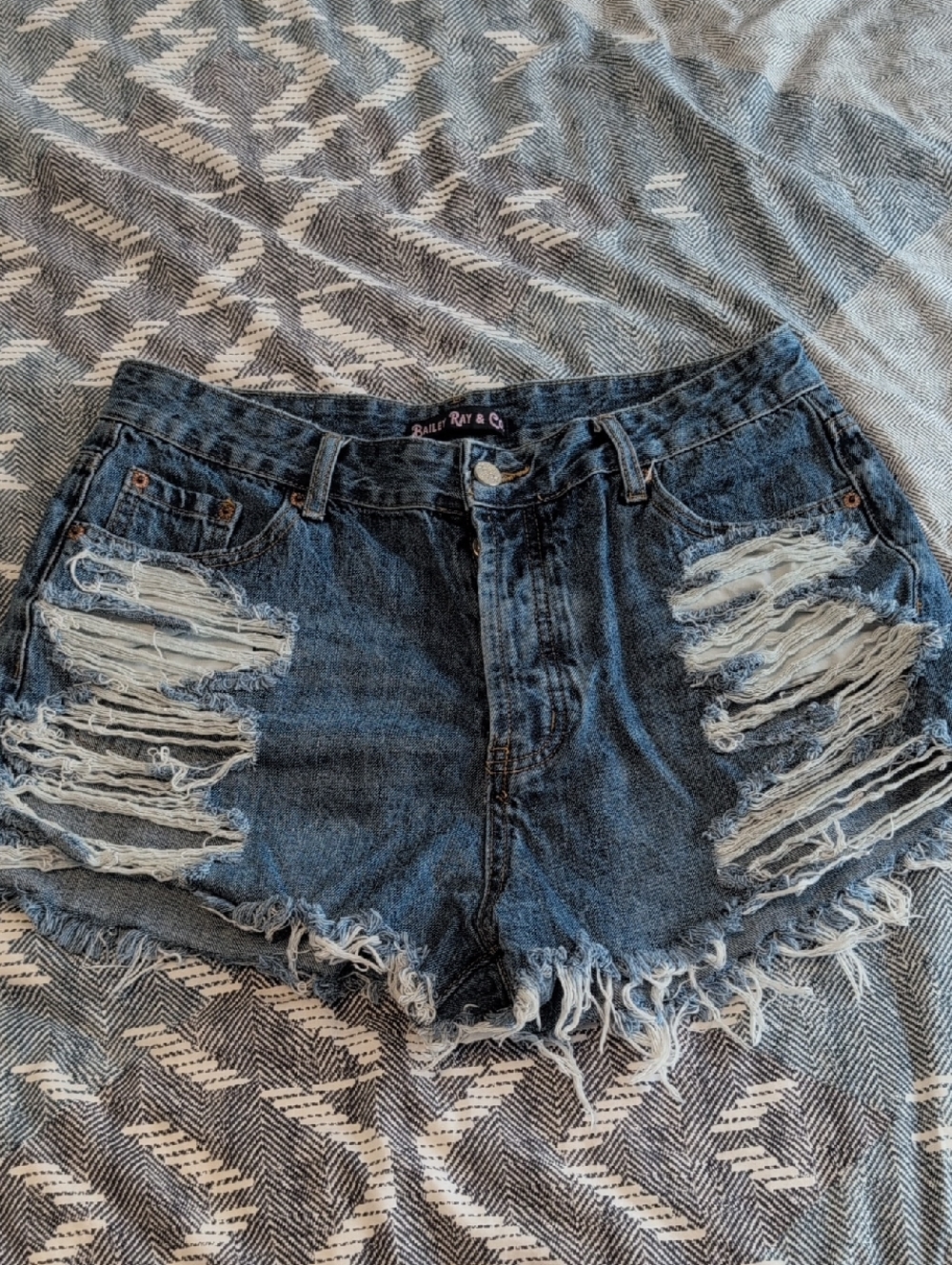 Ripped Dark Blue Denim Women's Shorts - Casual Summer Style